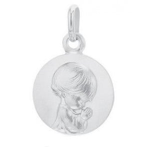 Médaille Ange agenouillé 14mm (Or Blanc)