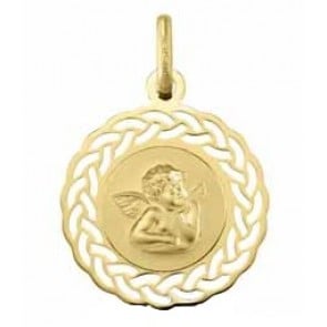 Médaille Ange ajouré tressée (Or Jaune)