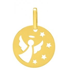 Médaille Anges auréolé ajouré dans les étoiles (Or Jaune 9K)