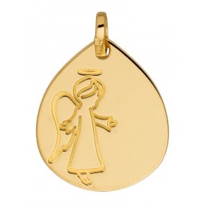 Médaille Ange Auréolé goutte (Or Jaune)