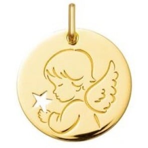 Médaille Ange à l'Etoile Ajourée (Or jaune 9K)