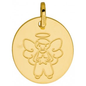 Médaille ange garçon à l'étoile (Or Jaune 9K)