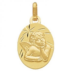 Médaille Ange Ovale (Or Jaune)