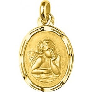 Médaille Ange Pensif ovale (Or Jaune)