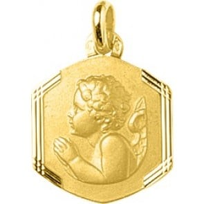 Médaille Ange Priant Ciselée (or Jaune)