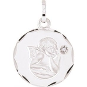 Médaille Angelot diamanté (Or Blanc 9K)