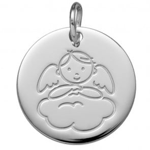 Médaille Angelot sur Nuage  (Or Blanc 9K)