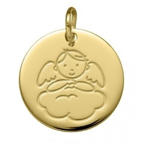 Médaille Angelot sur Nuage  (Or Jaune 9K)