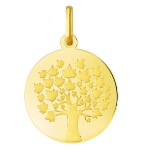 Médaille arbre de vie aux grandes feuilles (Or Jaune)