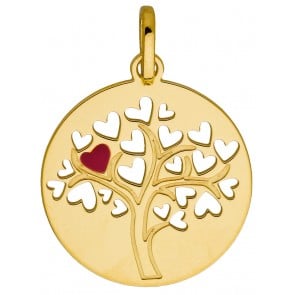 Médaille L'arbre au coeur rouge (Or jaune 9K)