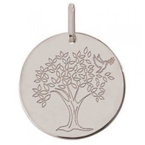 Médaille arbre de vie et colombe (Or Blanc)