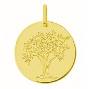 Médaille arbre de vie et colombe (Or Jaune 9K)