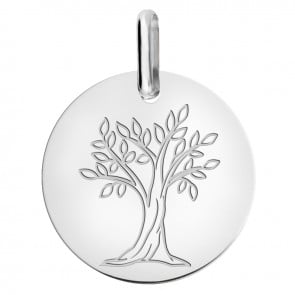 Médaille arbre de vie en or blanc
