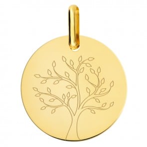 Médaille arbre de vie stylisé or jaune