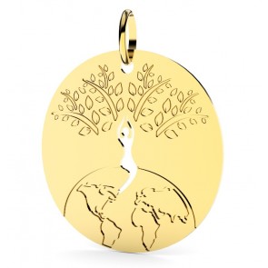 Médaille arbre de vie sur la Terre (Or jaune)