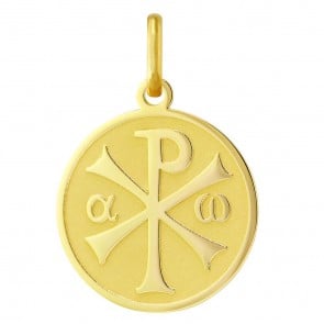 Médaille Chrisme brillante/satinée (Or Jaune)