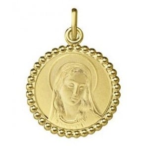 Médaille Vierge Marie Perlée (Or Jaune)
