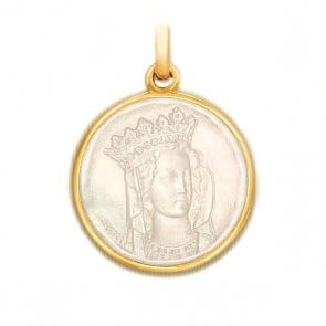 Médaille Notre Dame de Paris en nacre - medaillle bapteme Becker
