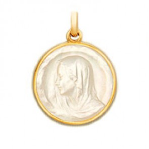 Médaille Regina en nacre - medaillle bapteme Becker