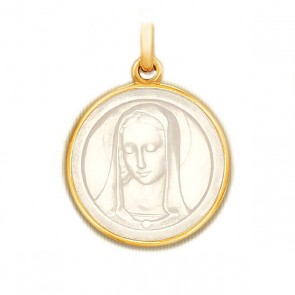 Médaille Santa Madona en nacre - medaillle bapteme Becker
