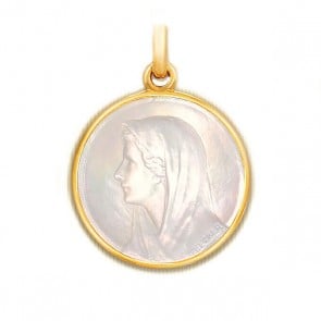 Médaille Vierge au Voile en nacre - medaillle bapteme Becker