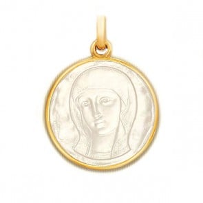 Médaille Vierge Byzantine en nacre - medaillle bapteme Becker