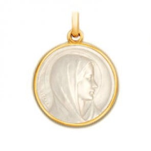 Médaille Vierge de l'Annonciation en nacre - medaillle bapteme Becker