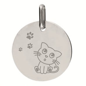 Médaille Petit Chat (Or Blanc 9K)