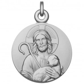 Médaille Christ "Jésus est mon Berger" (Argent) 