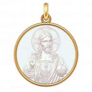 Médaille Christ Salvator Mundi (Or & Nacre)