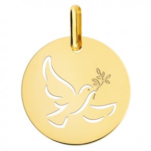 Médaille colombe ajourée or jaune