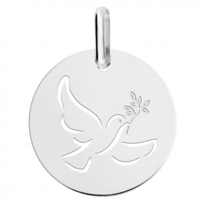 Médaille colombe ajouré or blanc