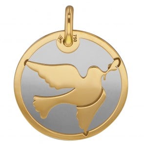 Médaille colombe (Or Jaune et acier)