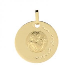 Médaille disque Ange à la Colombe (or jaune)