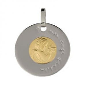 Médaille disque Ange à la Colombe (deux ors)