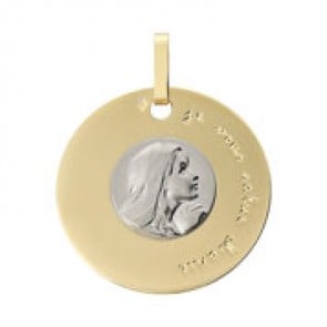 Médaille Disque Vierge en Prière (deux ors)