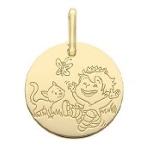 Médaille la Fée Galipette - le garçon et le chat (Or Jaune)