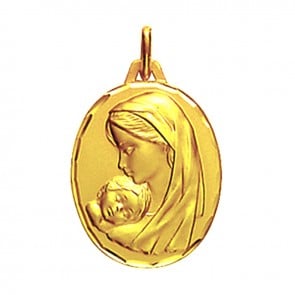 Médaille maternité profil gauche ciselée 18mm (Or Jaune)