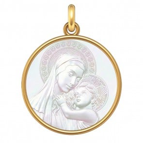 Médaille Vierge à l'enfant de Botticelli (Or & Nacre)