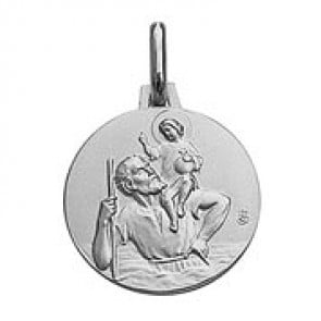 Médaille Saint-Christophe (or blanc)