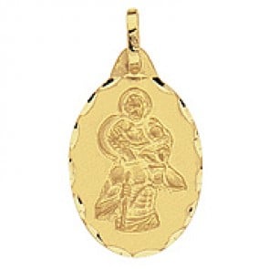 Médaille St Christophe Ovale (Or Jaune)