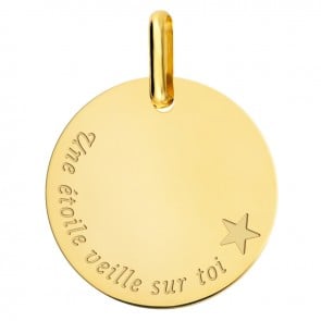 Médaille "une étoile veille sur toi" or jaune