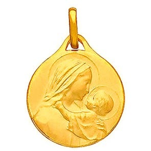 Médaille Vierge à l'enfant profil droit (Or Jaune)