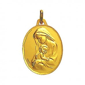 Médaille Augis Vierge maternité profil gauche ciselée