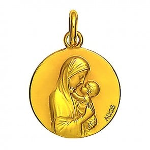 Médaille Augis Vierge à l'enfant profil droit (Or Jaune)