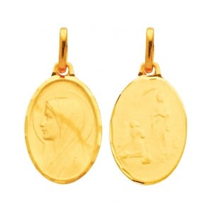 Médaille Vierge Apparition Notre Dame de Lourdes (or jaune)