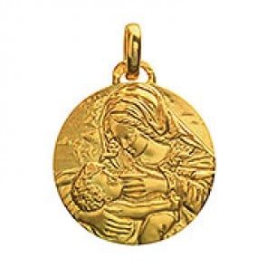 Médaille Vierge au Coussin Vert (Or Jaune)