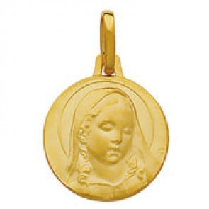 Médaille Vierge Marie au voile (Or Jaune)