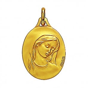 Médaille Augis Vierge au voile ovale (profil 3/4 droit) (Or Jaune)