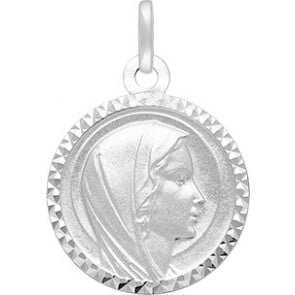 Médaille Vierge contour ciselé (Or Blanc 9K)